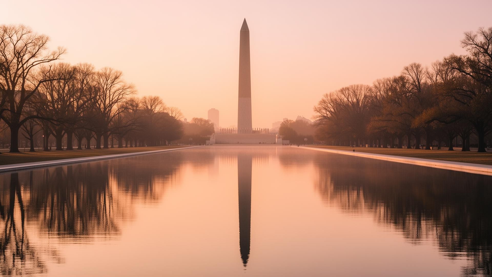 Washington Monument reflected in the Lincoln Memorial Reflecting Pool