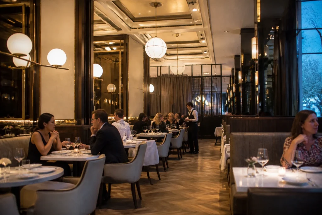 Upscale dining room at The Pembroke in the Dupont Circle Hotel