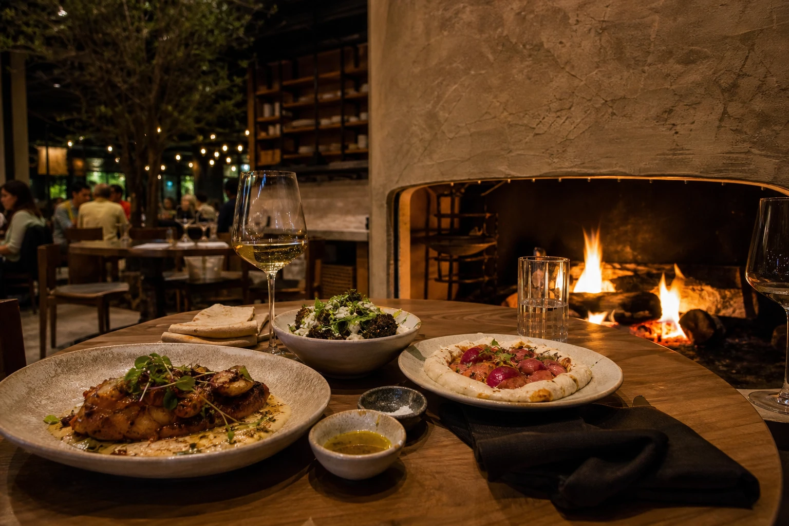 Wood-fired dining atmosphere at Albi in Navy Yard, Washington DC