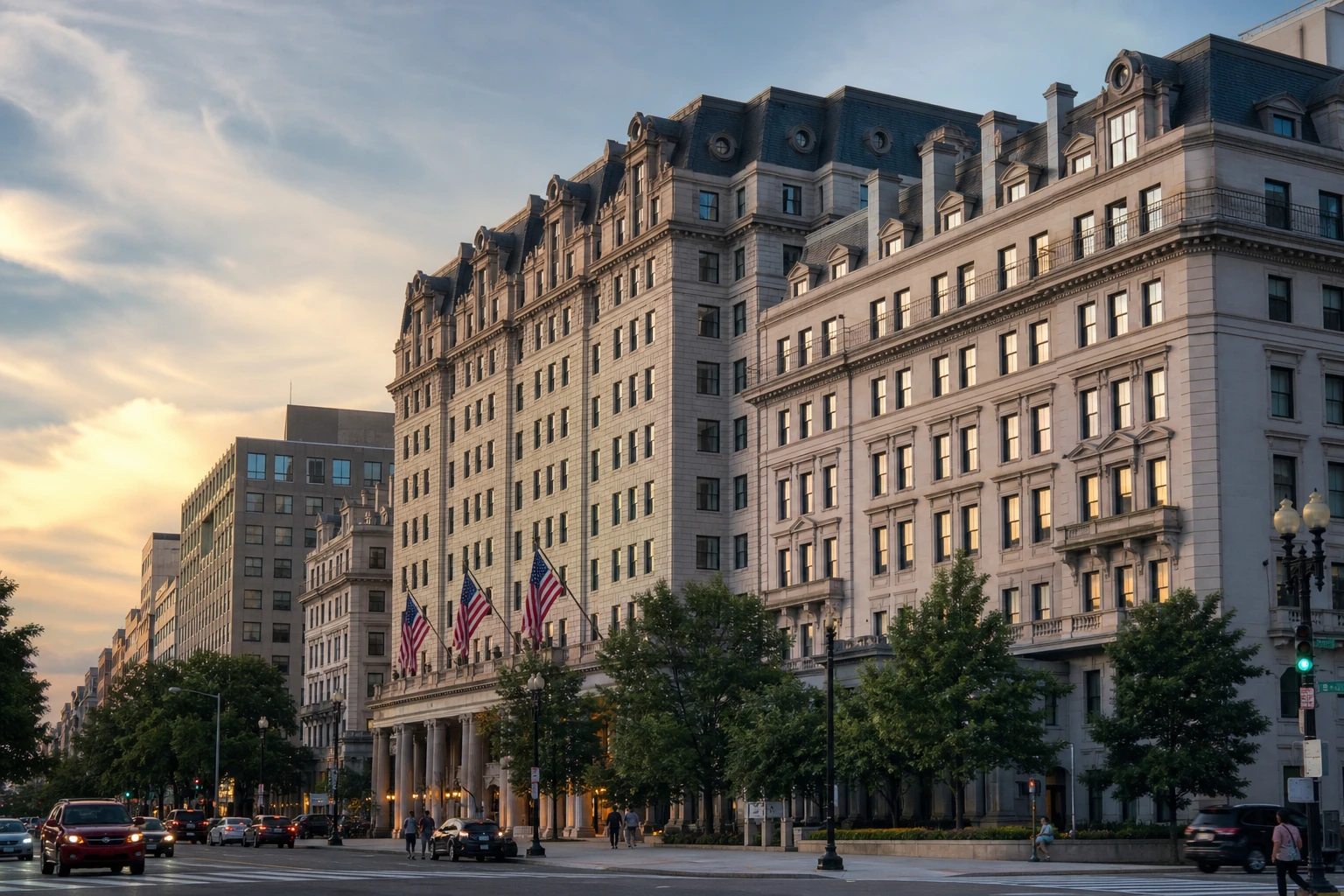 Historic exterior of Willard InterContinental in Washington DC