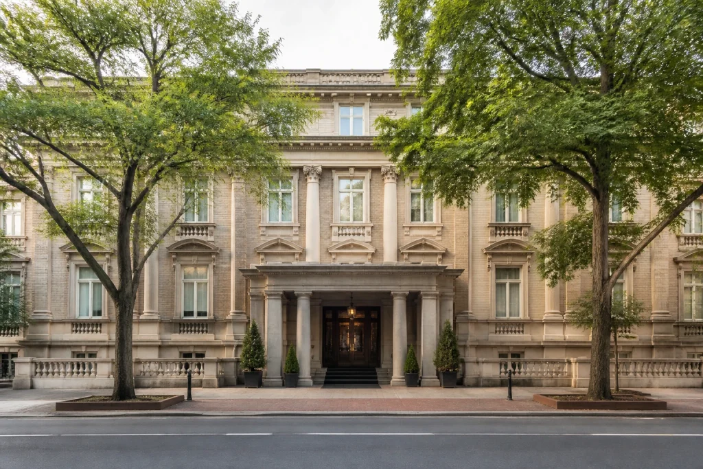 Exterior of The Jefferson boutique hotel in Washington DC