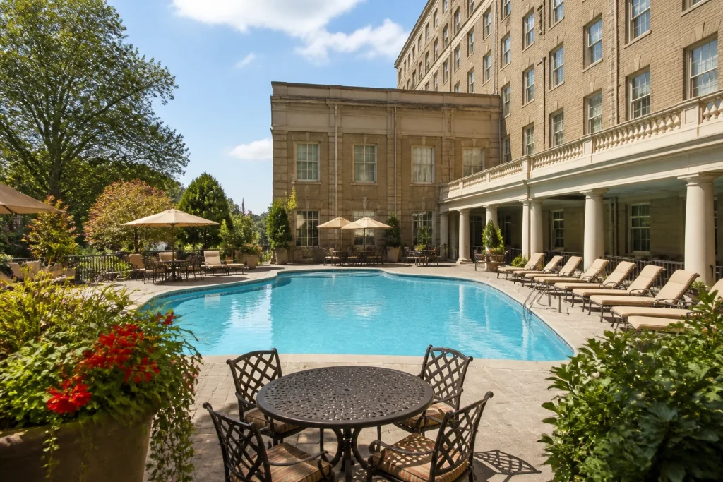 Grounds and outdoor pool setting at Omni Shoreham Hotel in Washington DC