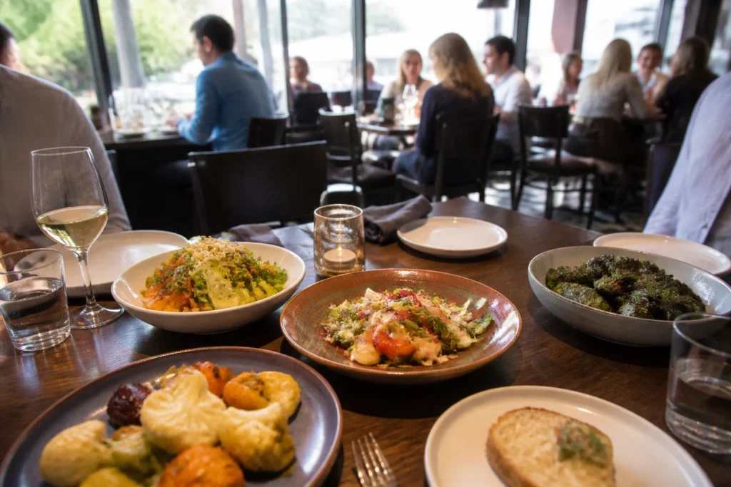 Shared plates on a restaurant table in Dupont Circle