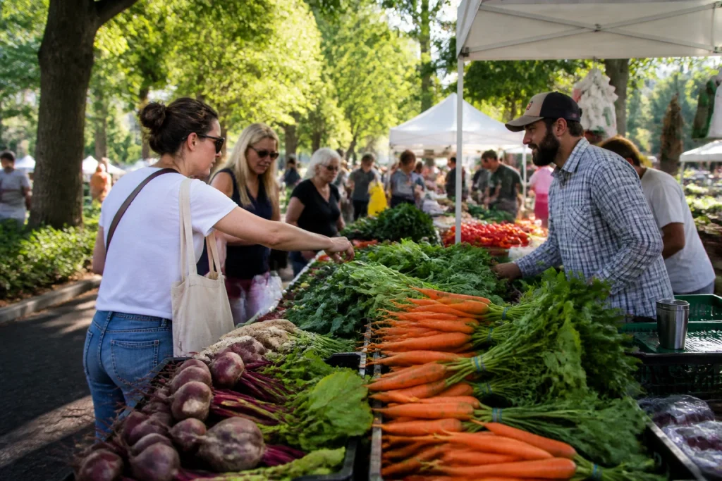 Produce stalls at Dupont Circle Farmers Market