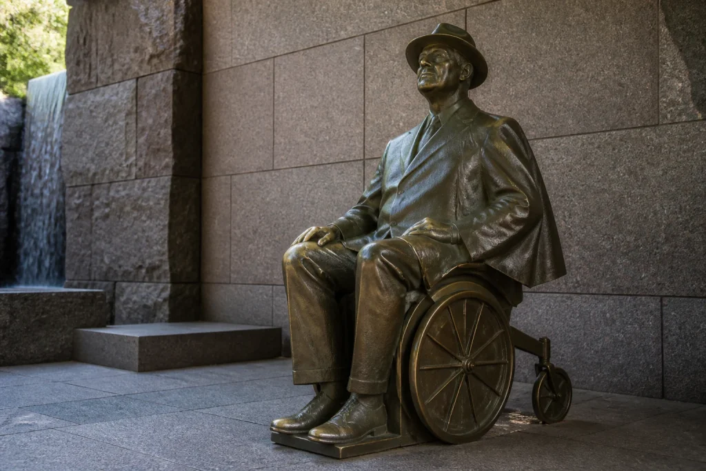 Wheelchair statue in the Prologue of the Franklin Delano Roosevelt Memorial