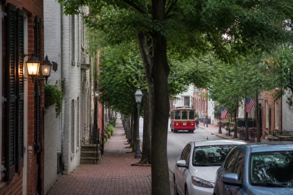King Street Trolley traveling through Old Town Alexandria