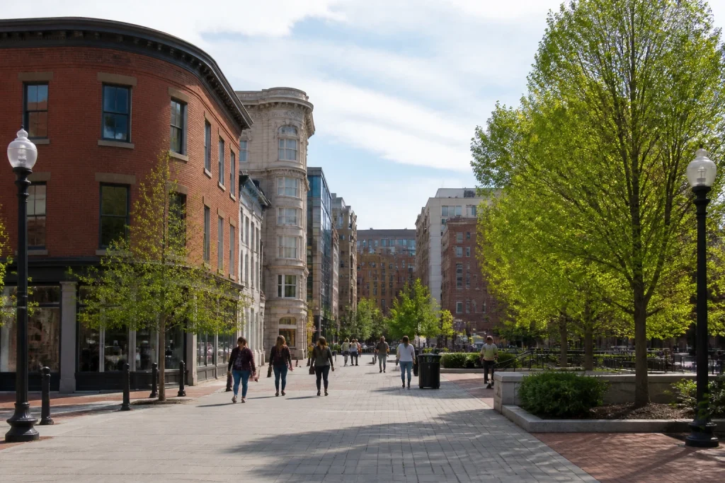 Daytime streetscape in Penn Quarter, Washington DC