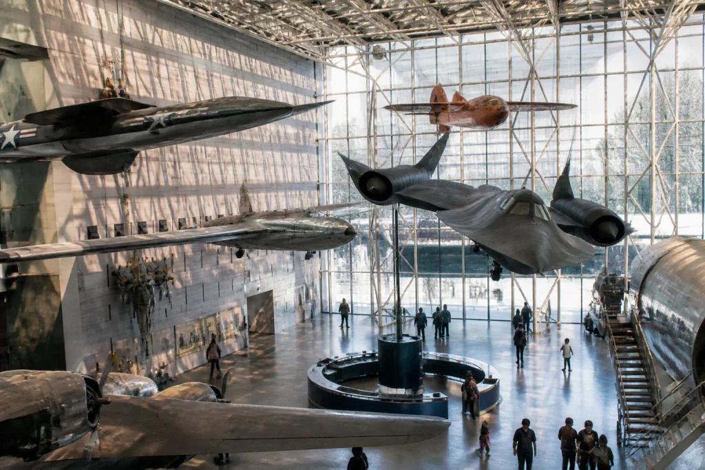 Aircraft displayed inside the Smithsonian National Air and Space Museum