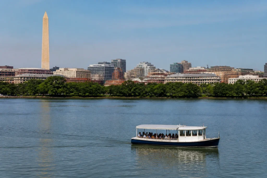 Potomac River waterfront in Washington DC on a summer afternoon.