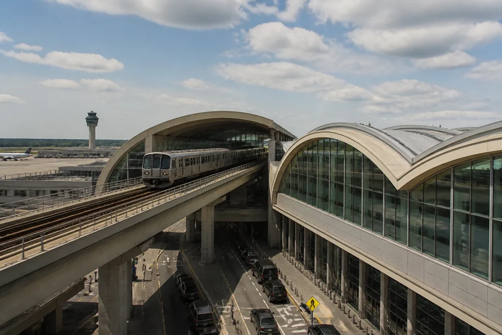 Elevated Metrorail station at Ronald Reagan Washington National Airport.