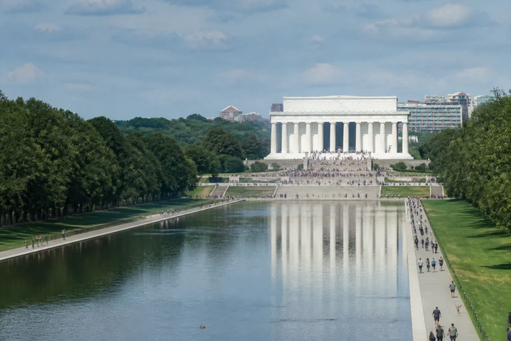 Lincoln Memorial and Reflecting Pool on the National Mall in Washington DC.