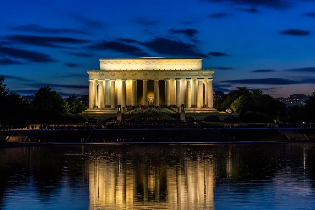 Lincoln Memorial illuminated during an evening visit in Washington DC