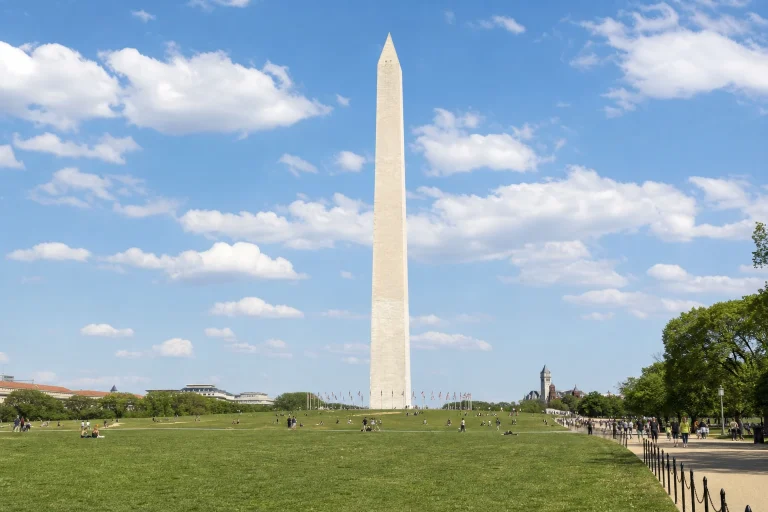 Washington Monument rising above the National Mall in Washington DC