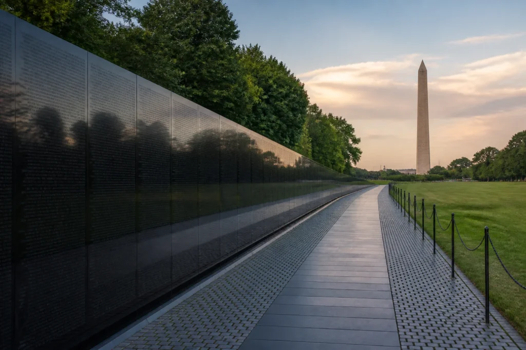 Vietnam Veterans Memorial wall and path in Washington DC